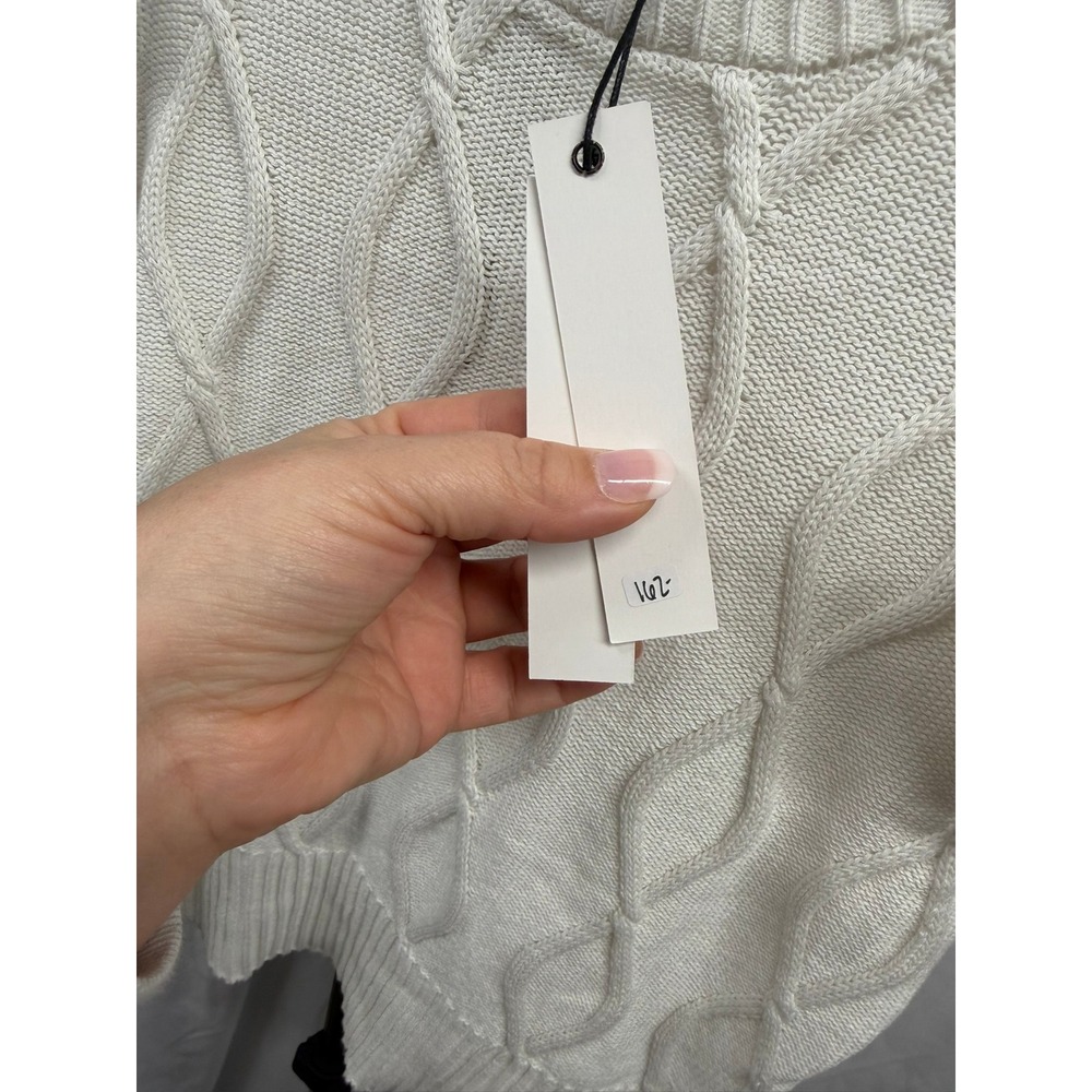 Central Park West NWT $162 Women's XS White Cable Knit Ruffle Sleeve Sweater - Picture 5 of 9